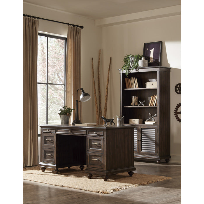 Transitional  Driftwood Charcoal Executive Desk
