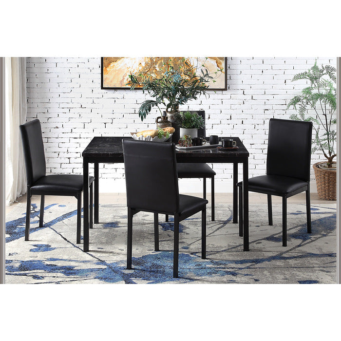 Black Marble-Top Dining Set