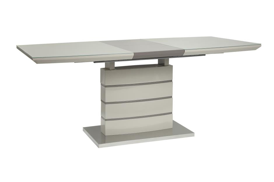 Modern Sleek Design 5pc Dining Set Table with Self-Storing Leaf and 4x Side Chairs