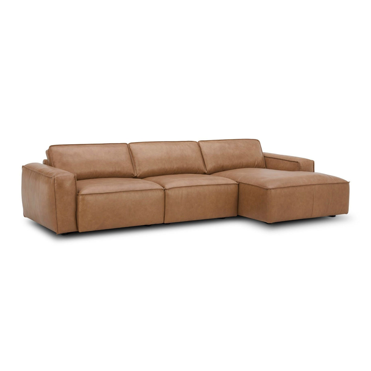 Modrest Cambria - Modern RAF Cognac Leather Sectional Sofa