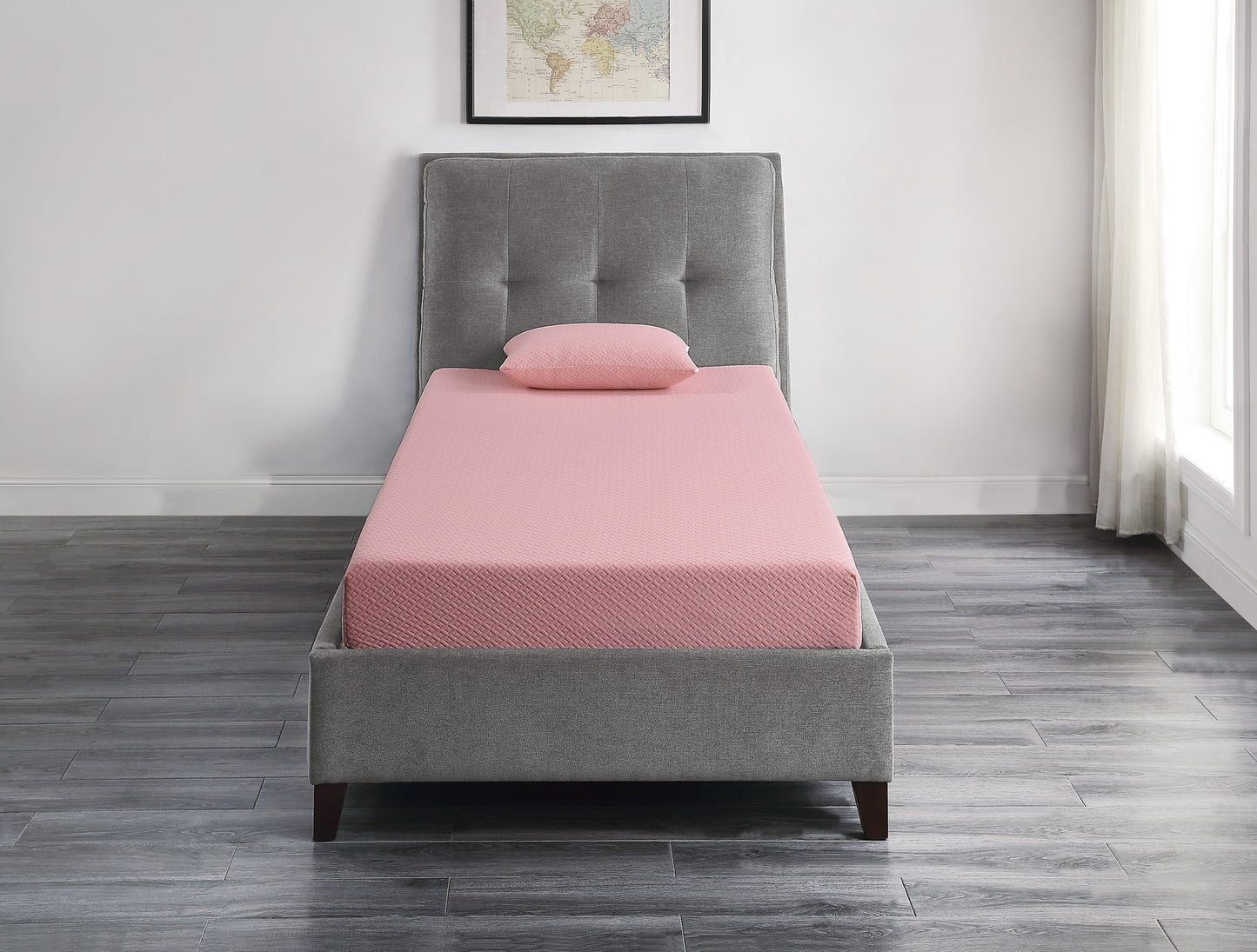 7'' Gel-Infused Memory Foam Pink Mattress and Pillow Set