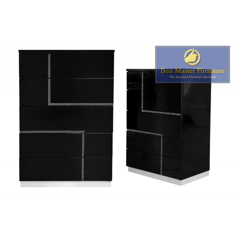 5pc Modern Black Bedroom Set Barcelona