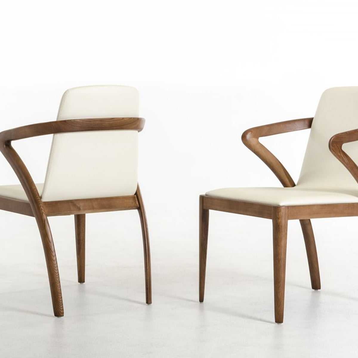 Modrest Falcon Mid-Century Walnut and Cream Dining Chair