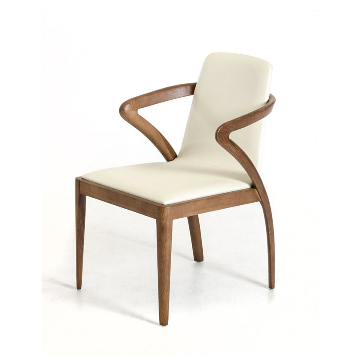 Modrest Falcon Mid-Century Walnut and Cream Dining Chair