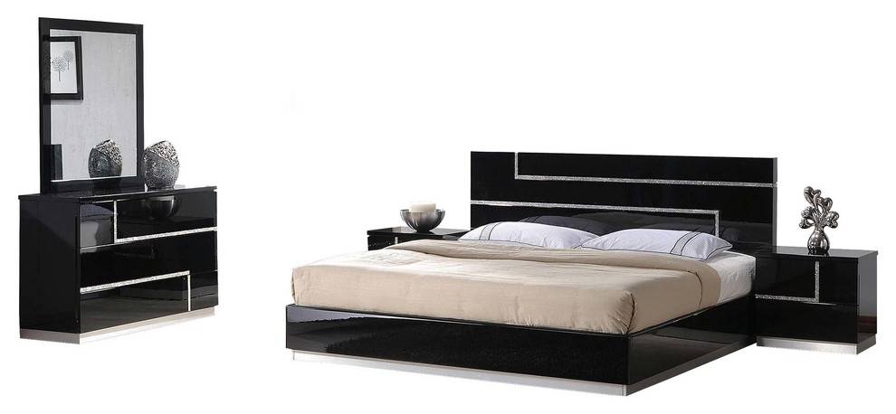 5pc Modern Black Bedroom Set Barcelona