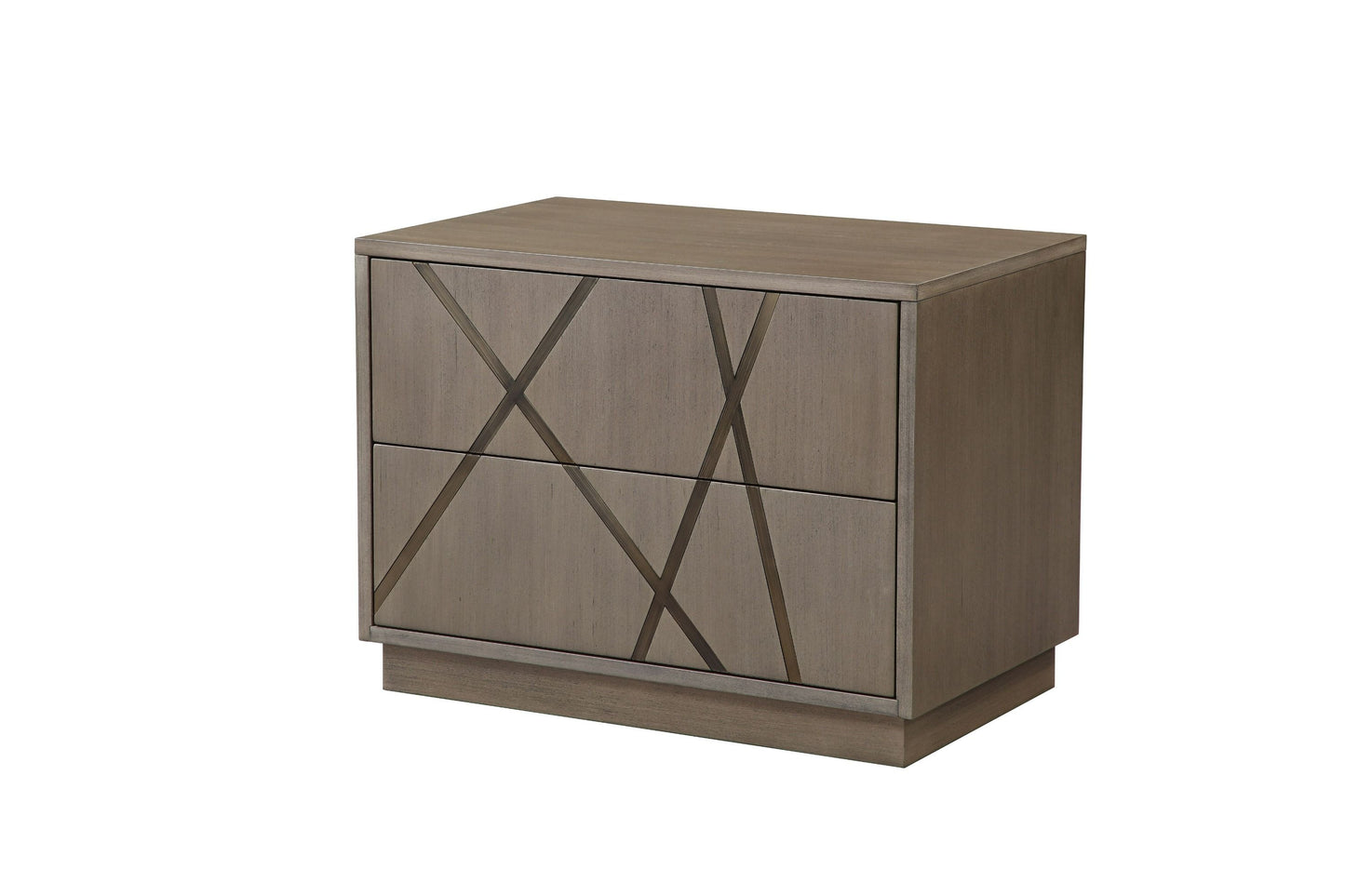 Modrest Nixa - Modern Beige Velvet + Brushed Bronze Bed + Birch Nightstands