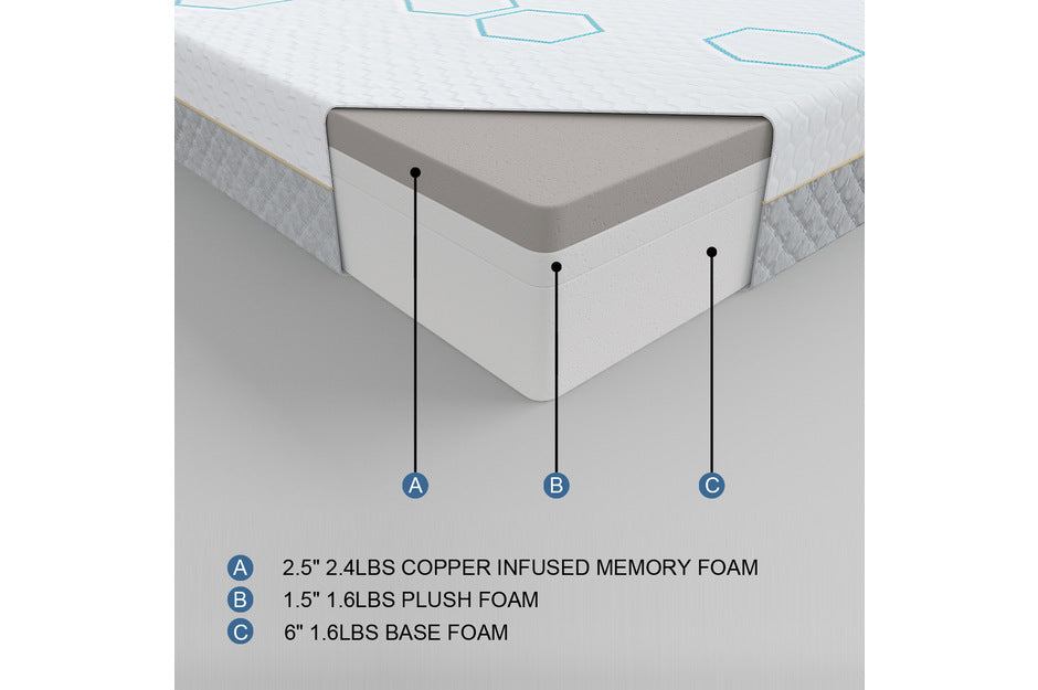 10'' Copper-Infused USA Memory Foam Cool Touch