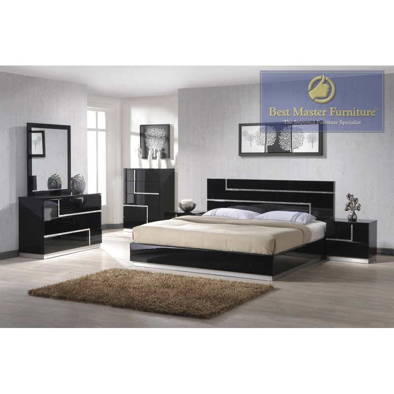 5pc Modern Black Bedroom Set Barcelona