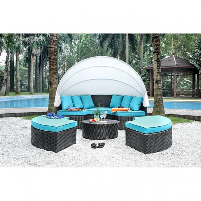 XXL Patio Brown & Turquoise Outdoor Daybed Set