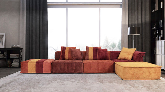 Modern Multicolored Fabric Modular Sectional Sofa