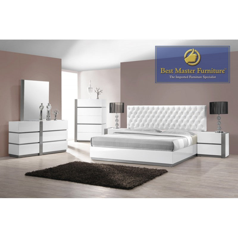 White Grey 5pc Modern Bedroom Set